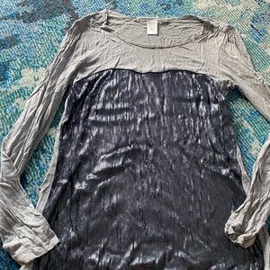 Diane Von Furstenberg Silver and Black Long Sleeve Top